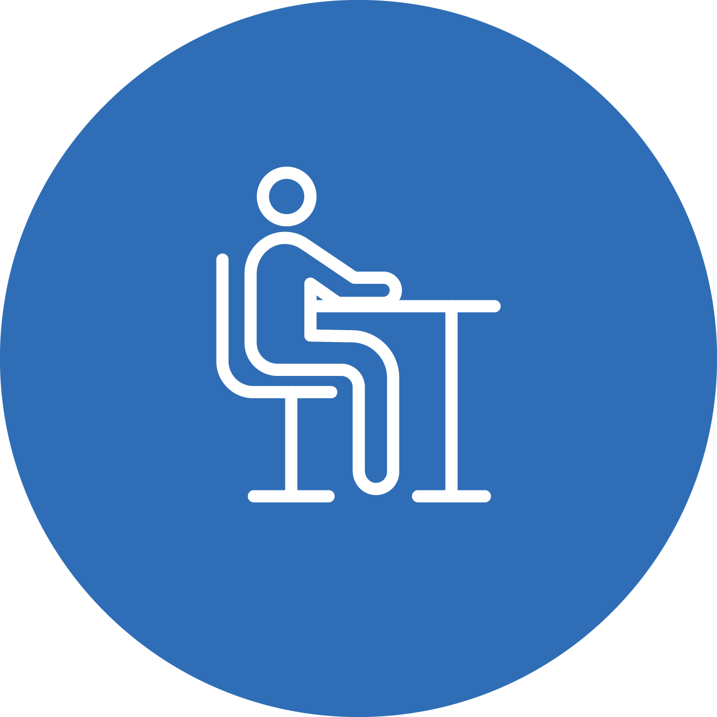 illustration of a person sitting on a chair in a blue filled circle