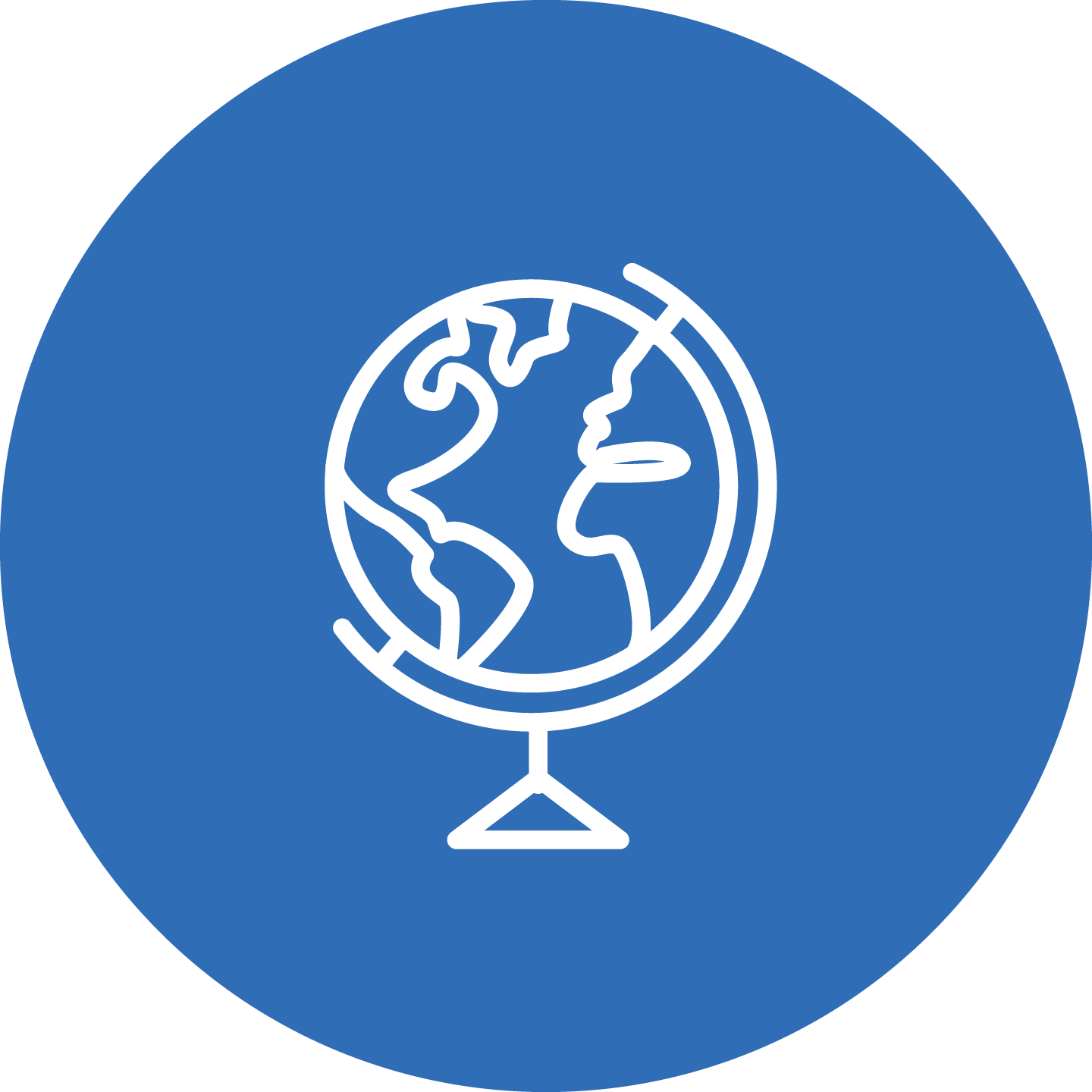 illustration of a globe in a blue filled circle