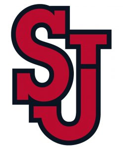 St. John’s logo with capital letters S and J in red